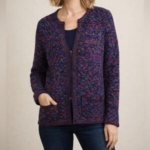 Brenda French for French Rags Lurex Knit Cardigan Made in USA Rayon Blend Size 3